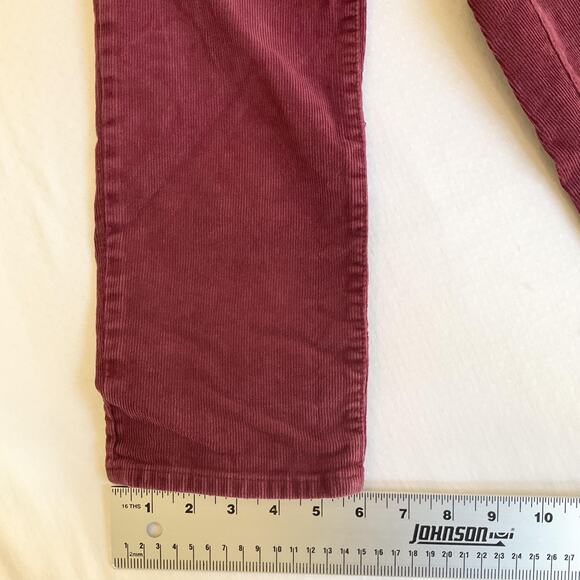 GAP Women Pants 27 TALL Burgundy Corduroy Button 32" Inseam Mid Rise Slim - Picture 9 of 11
